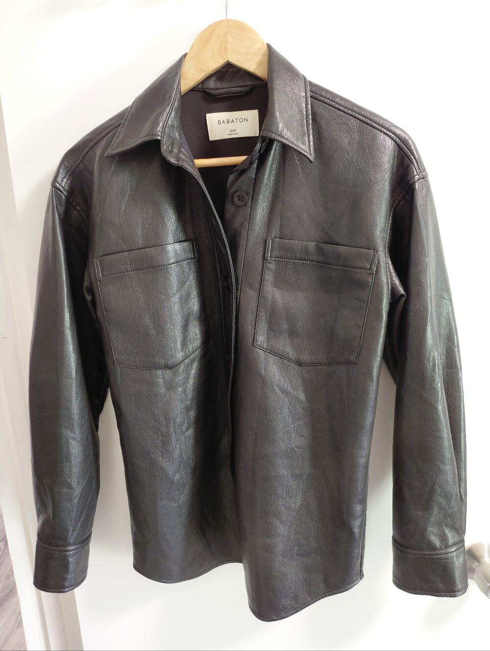Babaton Men's Black Faux Leather Utility Jacket **No Belt**